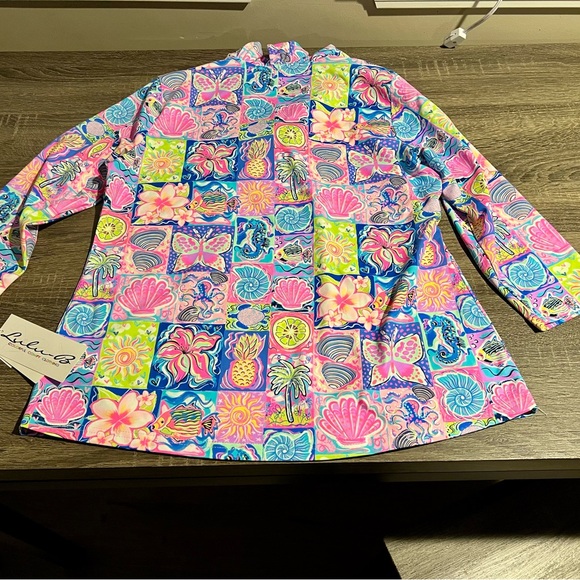 Lulu B UPF 50+ Cooling Sun Shirt Top Medium Colorful Coastal Print - Picture 3 of 12